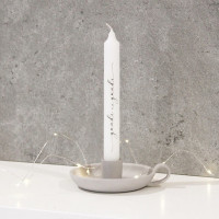 2 Stabkerzen "Gnade um Gnade" weiss - Denn aus seiner Fülle haben wir empfangen und zwar Gnade um...