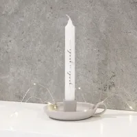 2 Stabkerzen "Gnade um Gnade" weiss - Denn aus seiner Fülle haben wir empfangen und zwar Gnade um...