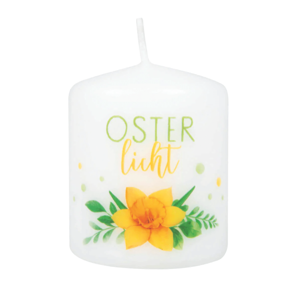 Osterlicht - Kerze (Motiv Narzisse) - Höhe 6 cm, Durchmesser 5 cm