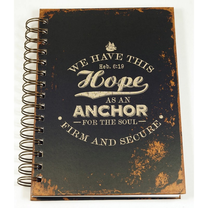 Notizbuch - Hope and Anchor / Hoffnung und Anker / Heb 6:19 - mit Spiralbindung, schwarz,...