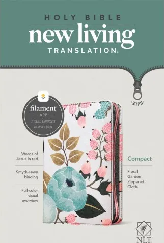 Englisch, Bibel New Living Translation, illustrierter Einband mit Blumen, Stoff, Reissverschluss