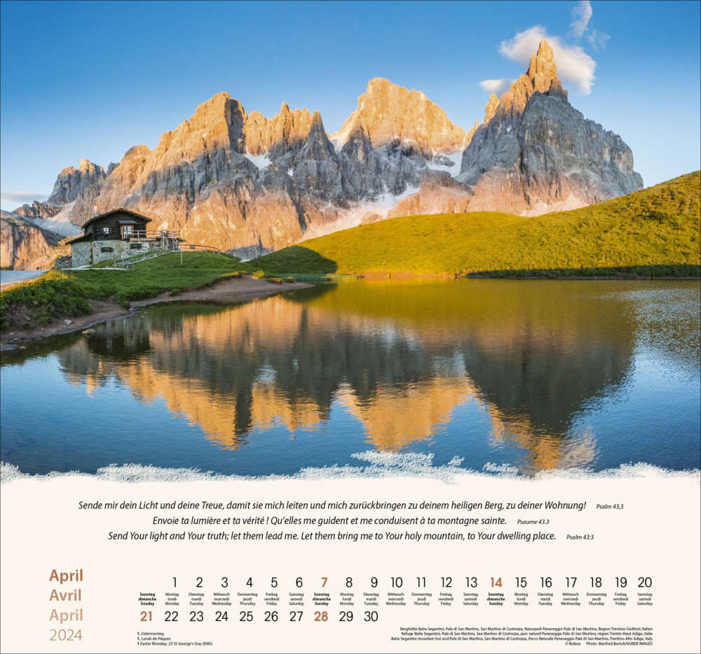 Berge dreisprachig: Deutsch, Französisch, Englisch - Wandkalender