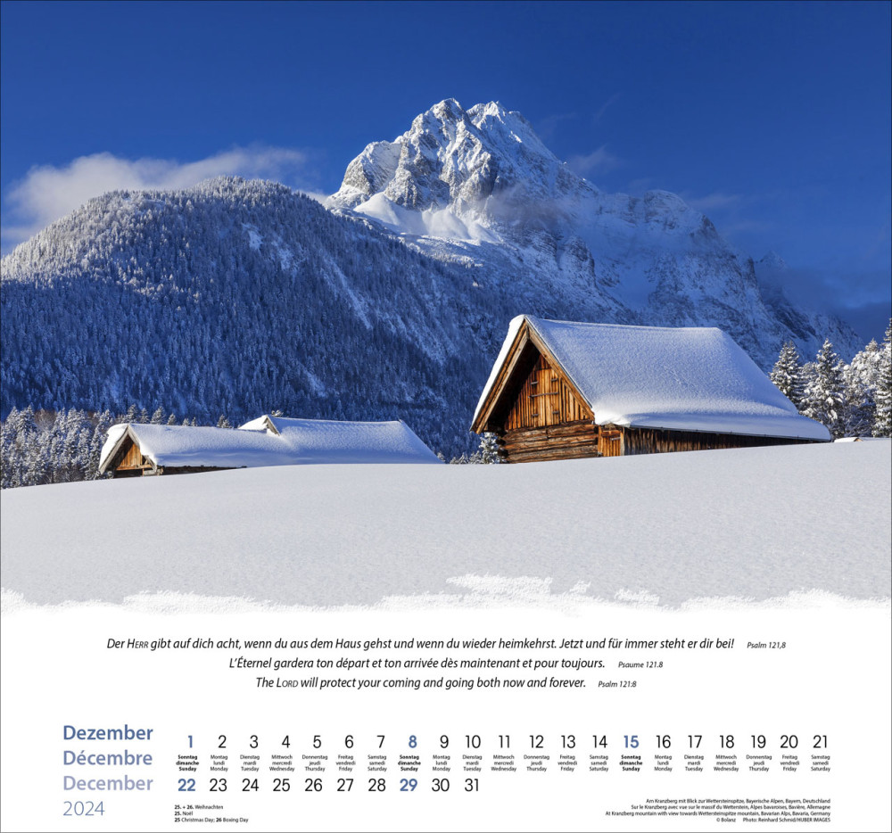 Berge dreisprachig: Deutsch, Französisch, Englisch - Wandkalender