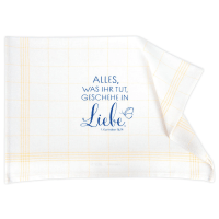 Geschirrtuch Motiv 'Alles, was ihr tut, geschehe in Liebe' - gelb