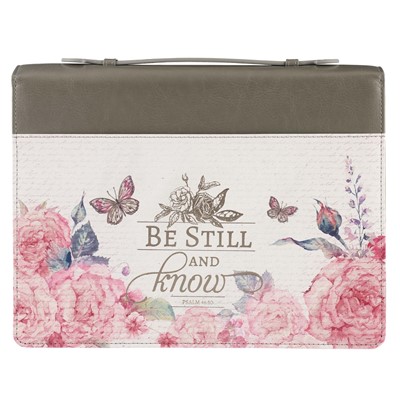 Bible Cover Large, Be Still Pink Butterfly