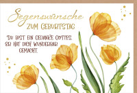 Faltkarte Segenswünsche zum Geburtstag - Blumen orange