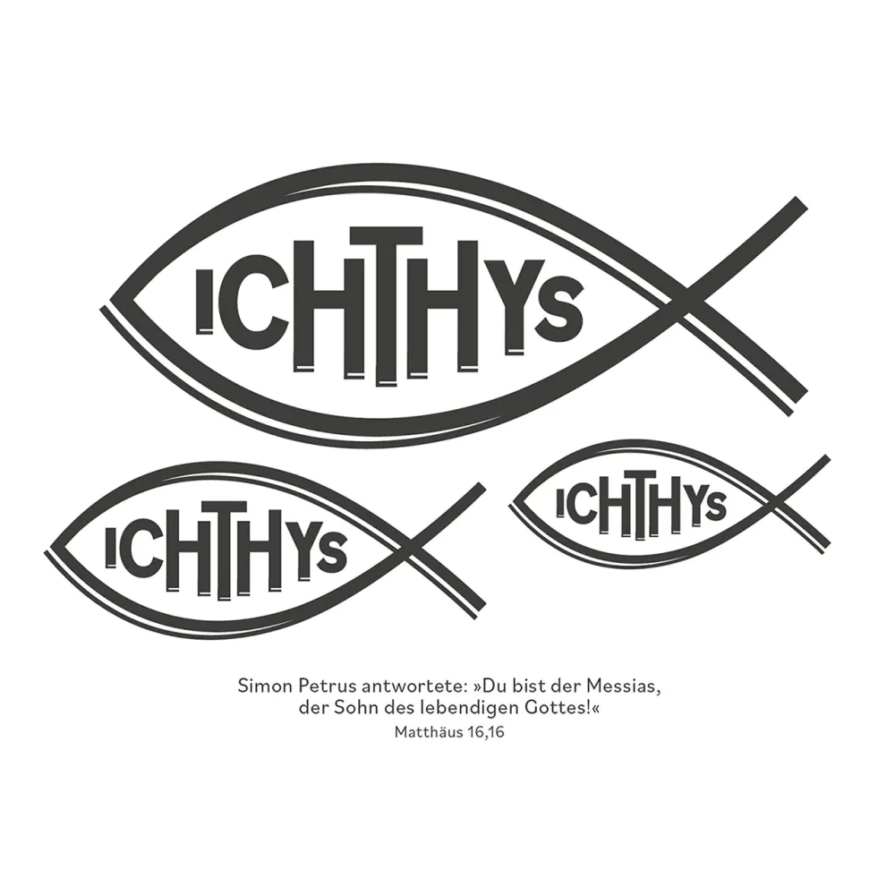 Ichthys - Fisch (3 Ichthys-Aufkleber auf Karte)