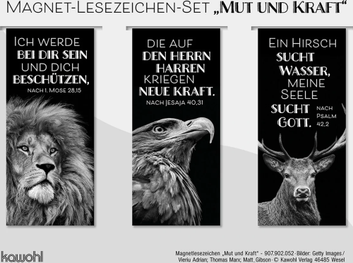 Mut und Kraft - Magnet-Lesezeichen-Set (3 Lesezeichen)