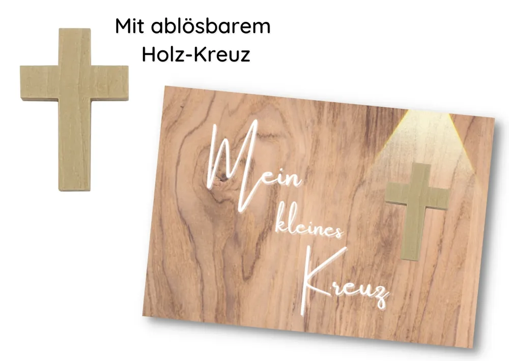 "Mein kleines Kreuz" - Kreativ-Kärtchen A7 - mit ablösbarem Holzkreuz