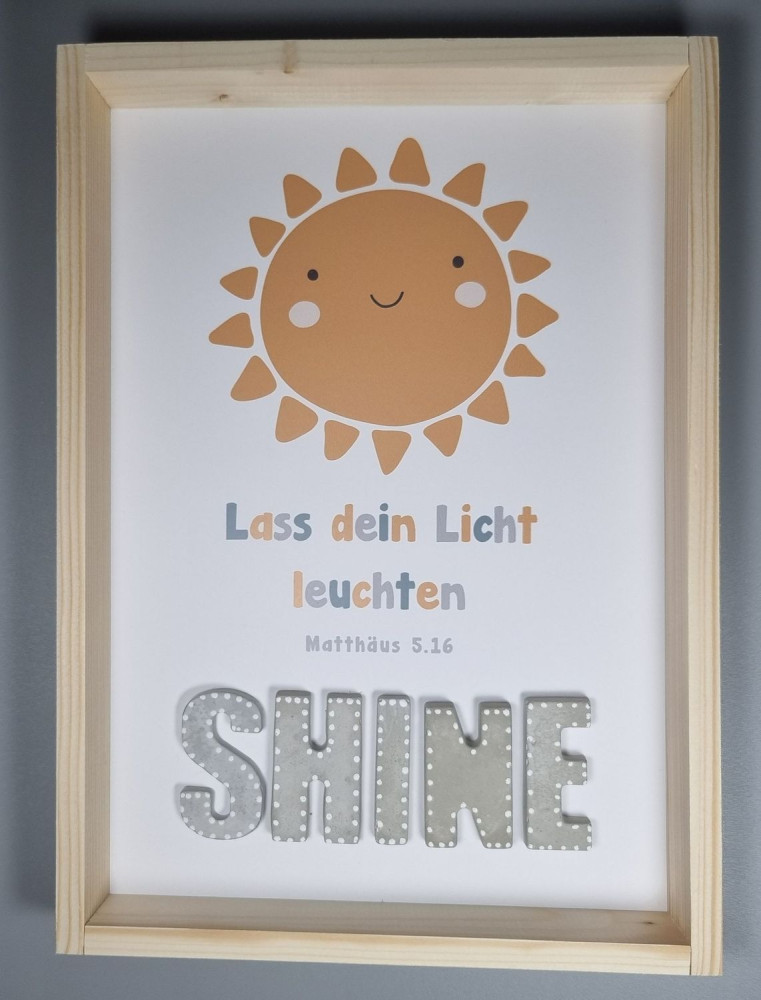 Cementini Wandbild aus Holz SHINE Mt. 5.16 - Lass dein Licht leuchten