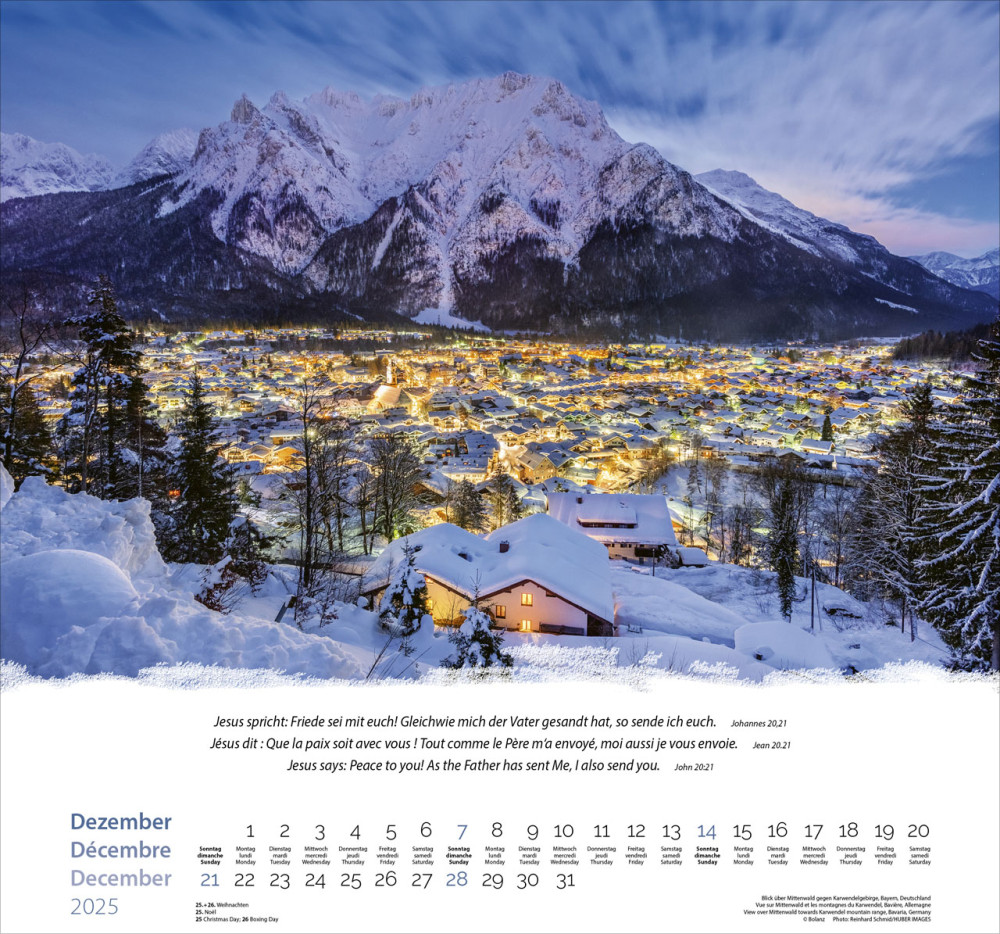 Berge dreisprachig: Deutsch, Französisch, Englisch - Wandkalender