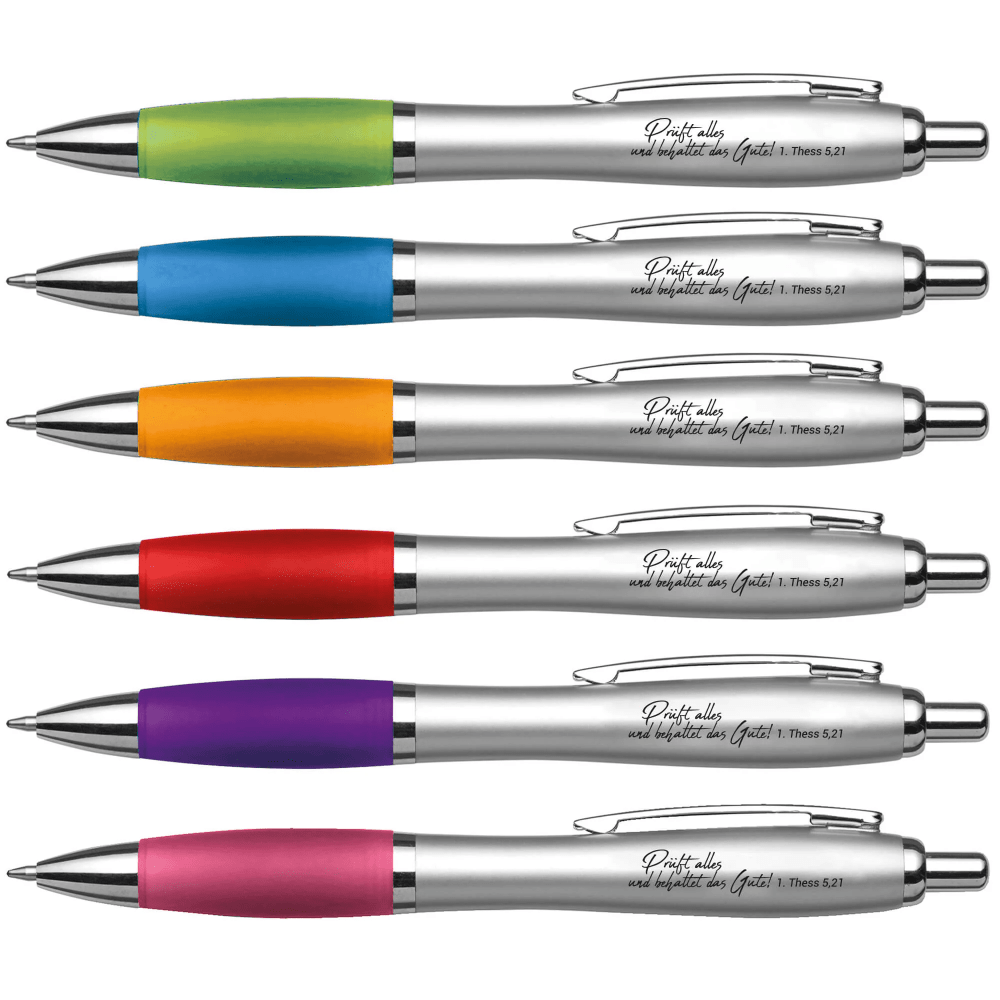 12er Set Kugelschreiber - Prüft alles und behaltet das Gute - gemischte Farben, Jahreslosung 2025