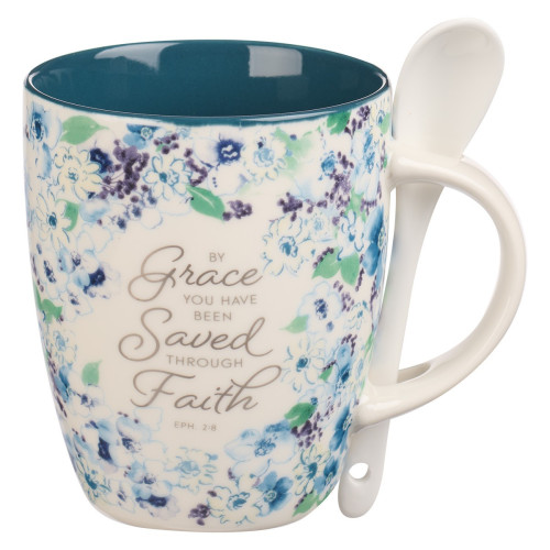 Tasse - By Grace You Have Been Saved - Blumen, 340ml