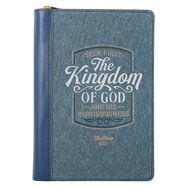 The Kingdom of God Two-toned Blue Classic Journal with Zippered - Schreibbuch mit Reissverschluss...