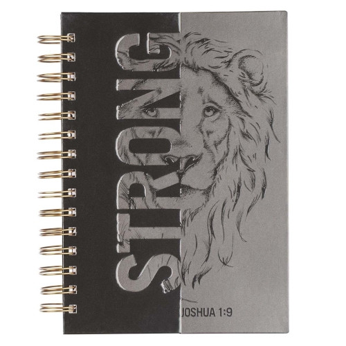 Notizbuch - Strong and courageous / Stark und mutig / Jos 1:9 - mit Spiralbindung, schwarz, grau,...