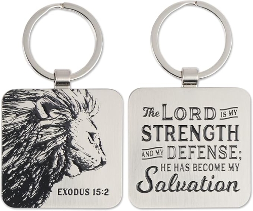 Strength and Defense Lion Silver Metal Keychain