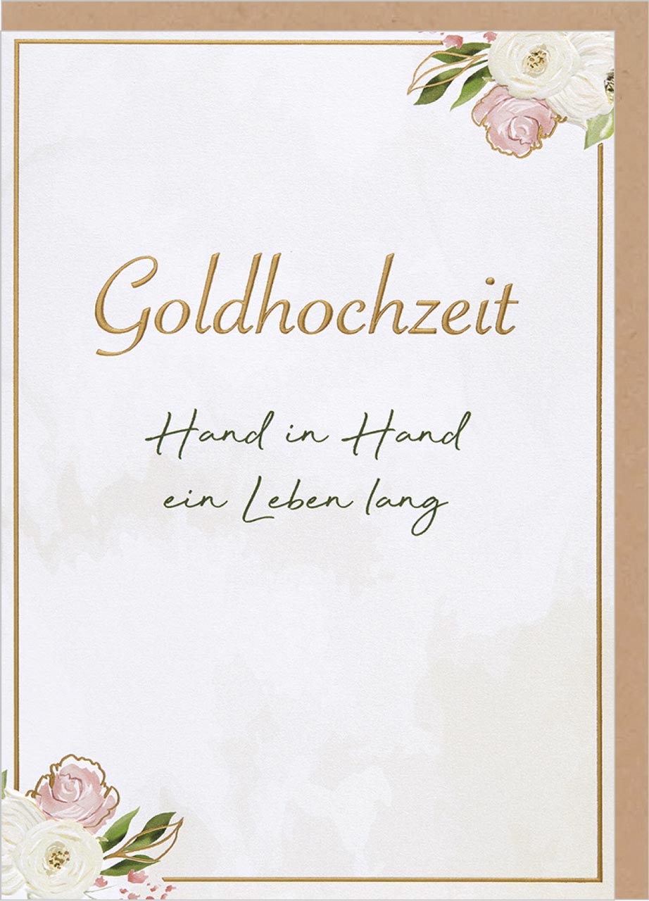 Faltkarten Goldhochzeit Hand in Hand - 1. Korinther 13,8
