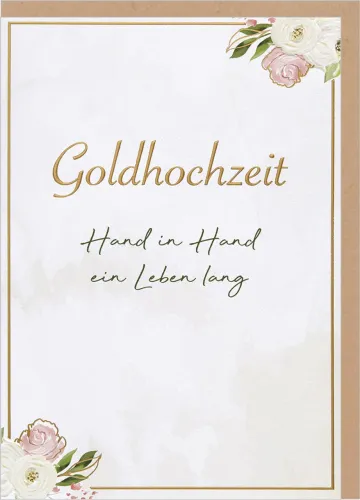 Faltkarten Goldhochzeit Hand in Hand - 1. Korinther 13,8