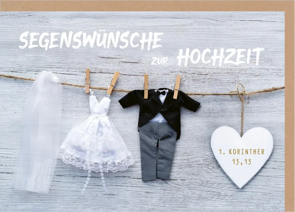 Faltkarte Hochzeit Wäscheleine - 1. Korinther 13,13