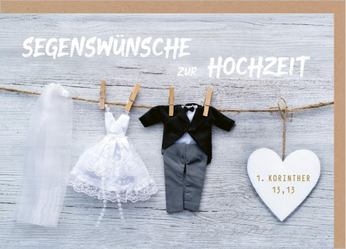 Faltkarte Hochzeit Wäscheleine - 1. Korinther 13,13