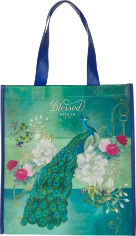 Blessed Blue Peacock Tote Bag