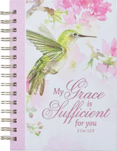 Notizbuch - My Grace / Meine Gnade / 2. Kor 12:9 - mit Spiralbindung, rosarot, Kolibri