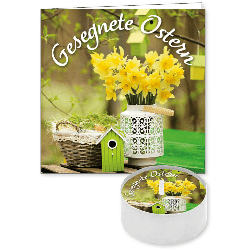 Gesegnete Ostern - Lichtgruß - mit passender Faltkarte (9 x 9 cm)
