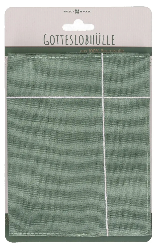 Buchhülle petrol - Mit aufgesticktem Kreuzmotiv