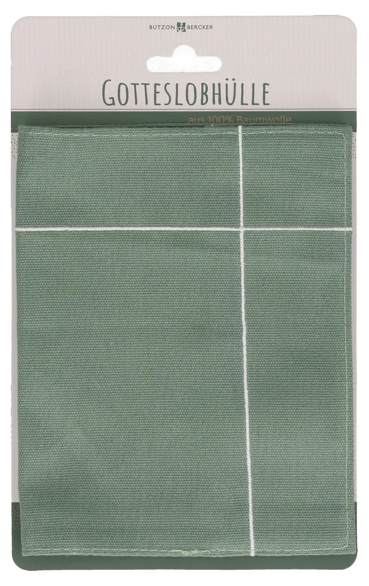 Buchhülle petrol - Mit aufgesticktem Kreuzmotiv