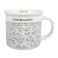 Tasse mit Metalldose - Einfach wunderbar, Psalm 139 - grau, Blumen 350ml