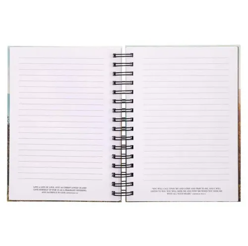 Notizbuch - Be strong and courageous / Sei stark und mutig / Jos 1:9 - mit Spiralbindung, Bergmotif