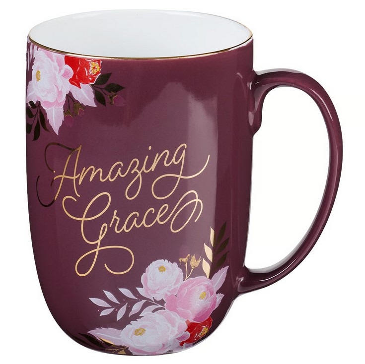 Tasse - Erstaunliche Gnade - burgund, Blumenmotif, 444ml