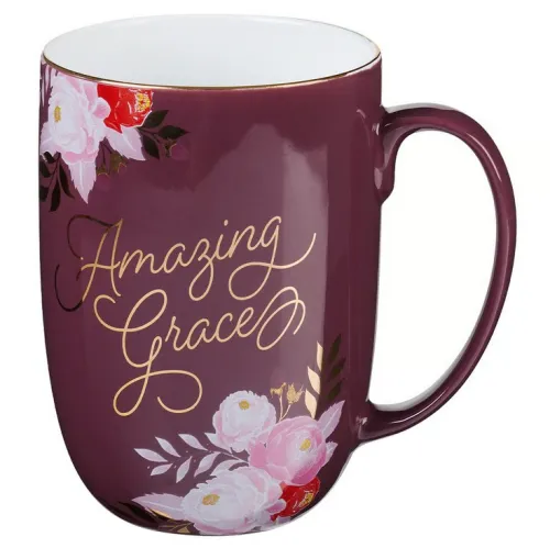 Tasse - Erstaunliche Gnade - burgund, Blumenmotif, 444ml