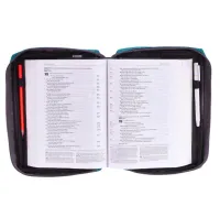 Bibelhülle Ichtus S - grün, mit Reissverschluss, Seitentasche und Tragehenkel