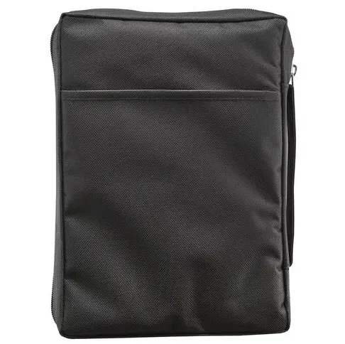 Bibelhülle Ichtus M - schwarz, mit Reissverschluss, Seitentasche und Tragehenkel