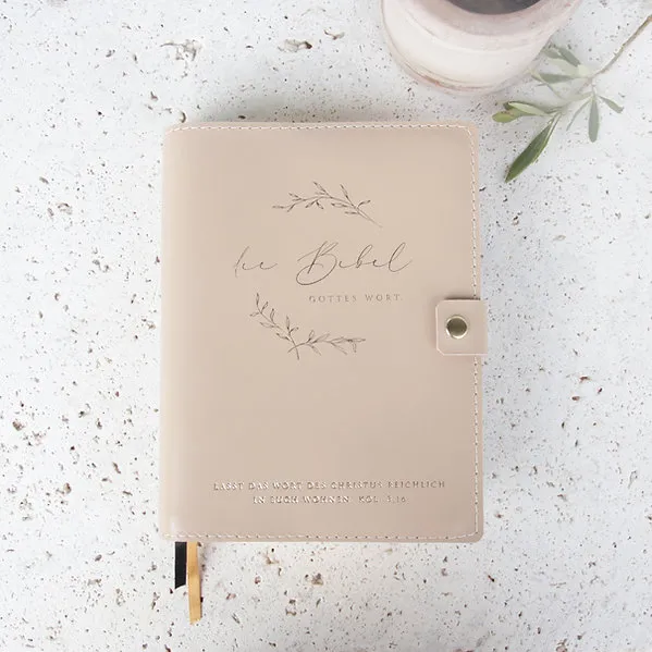 Leder Bibelhülle Sand für Elberfelder 2006 und Neues Leben Standardgrösse - Text: Die Bibel...