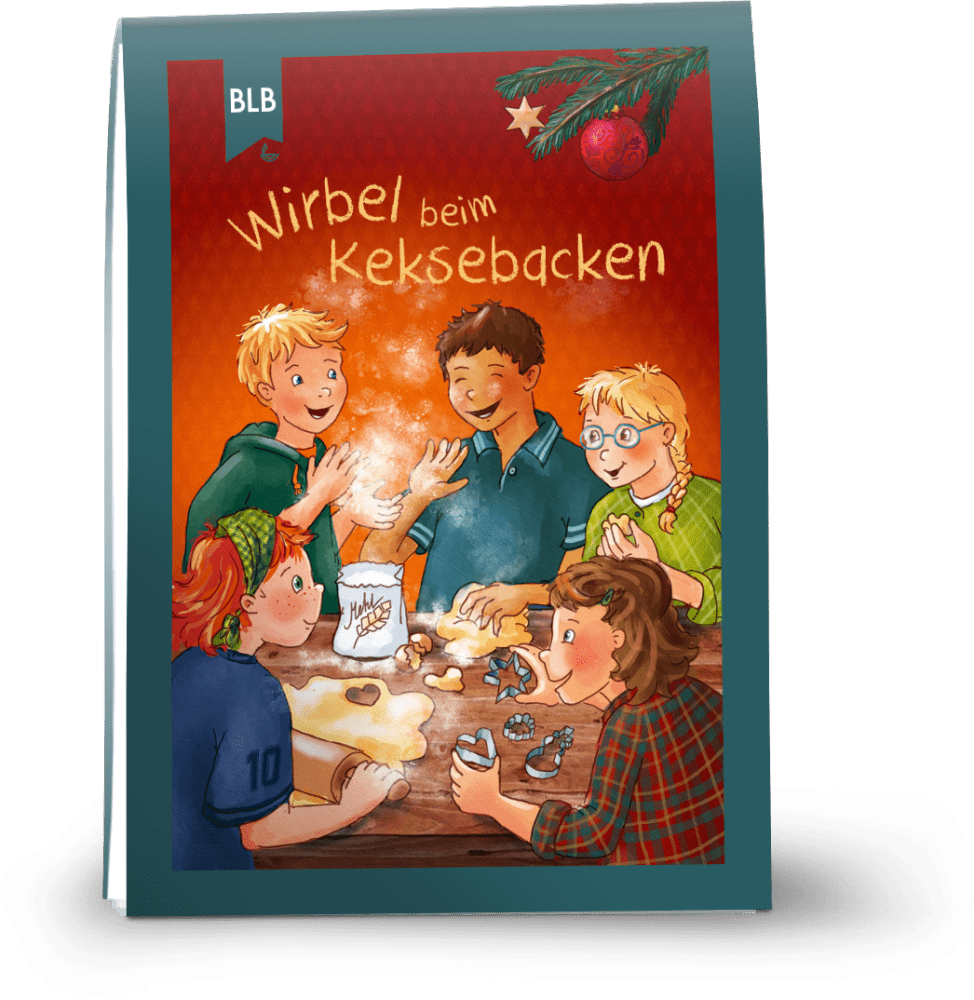 Wirbel beim Keksebacken - Weihnachtsflyer für Kinder