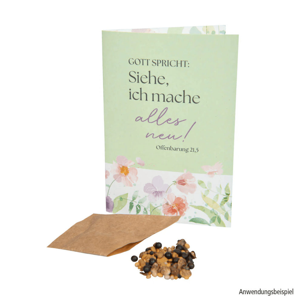 Gott spricht: Siehe, ich mache alles neu (Samentütchen in Klappkarte) - Jahreslosung 2026