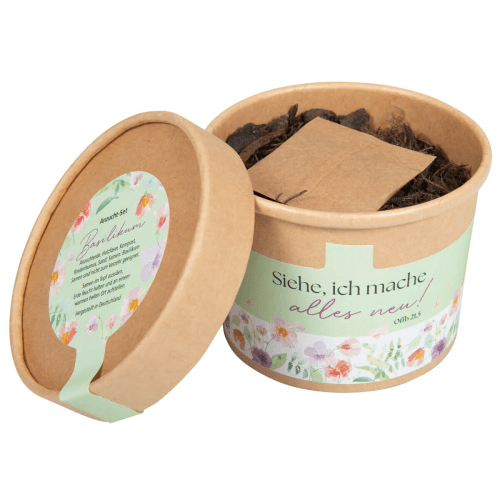 Gott spricht: Siehe, ich mache alles neu - Anzucht-Töpfchen (Basilikum) - Jahreslosung 2026