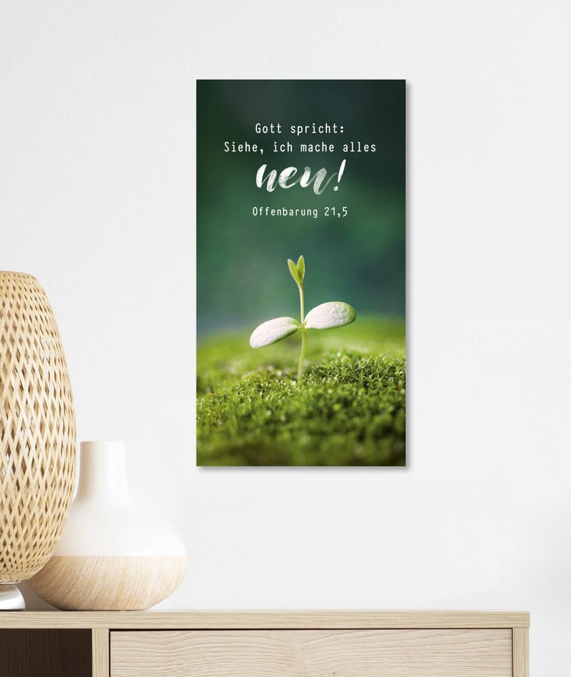 Metallschild Jahreslosung 2026 Pflanze - Offenbarung 21,5