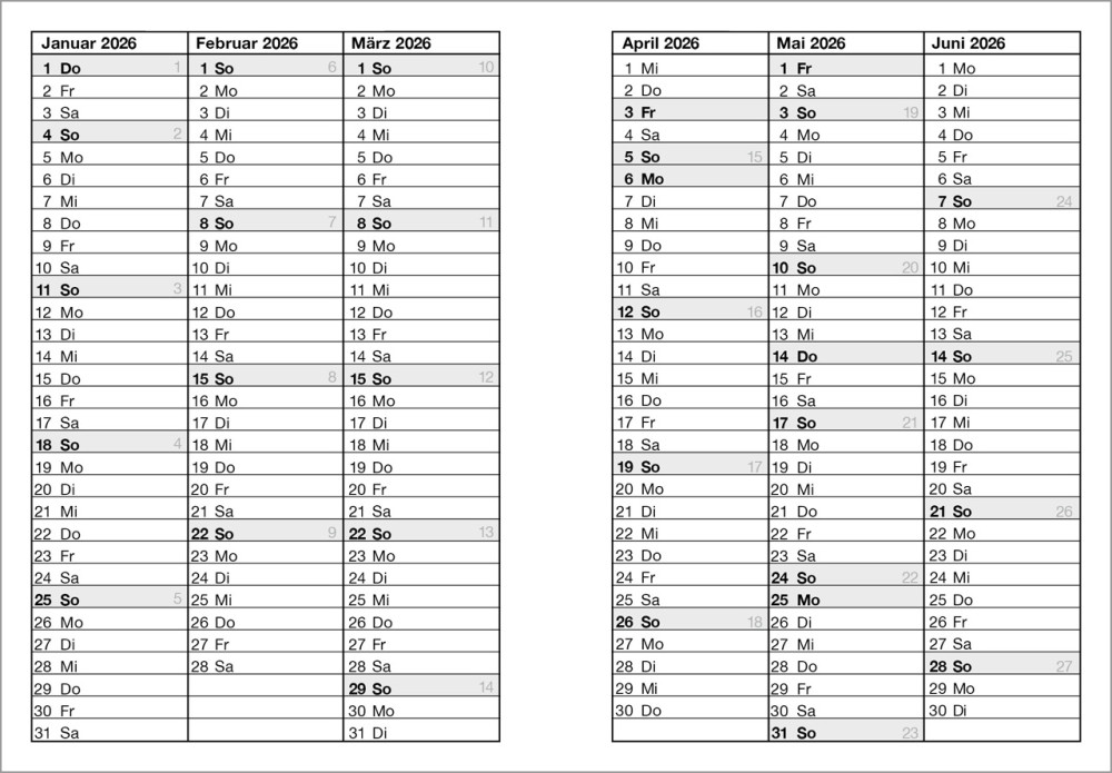 Farbfoto Agenda - Wochenplaner-Taschenagenda