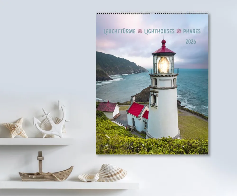 Leuchttürme, Phares, Lighthouses Dreisprachig Deutsch, Französisch, Englisch - Super-Wandkalender