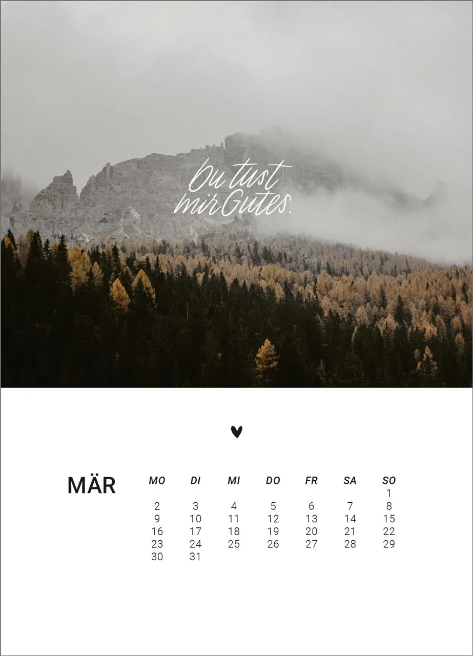 Kalender Zweitausendsechsundzwanzig - Tischkalender mit Holzaufsteller