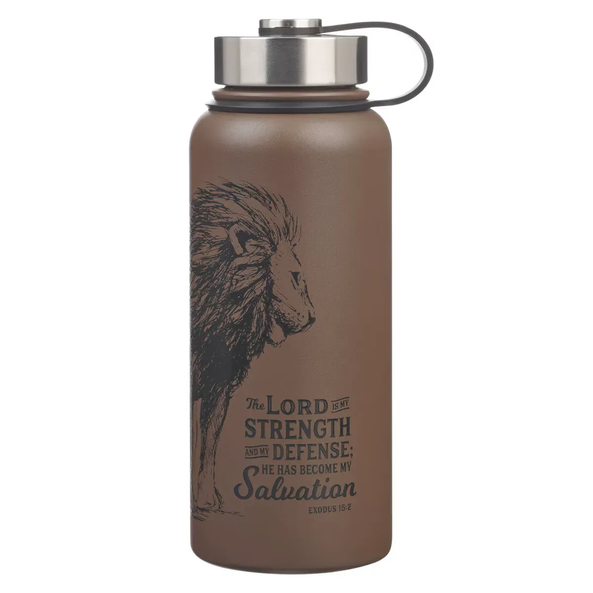 The Lord is My Strength Brown Stainless Steel