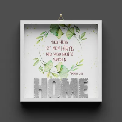 Cementini Wandbild HOME Hirte Ps. 23,1 - aus Holz & Betonbuchstaben  Lovely - Motiv