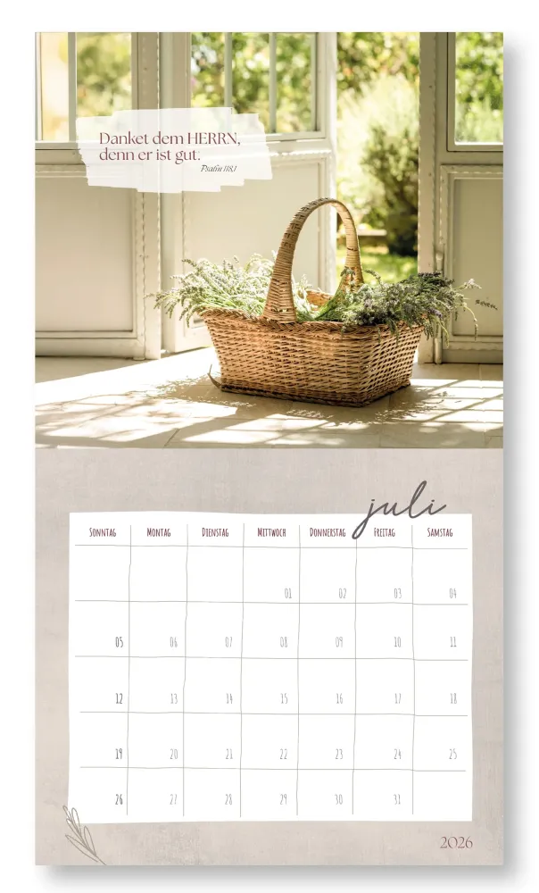 Ein kleines Stück Land - Kalender mit Bibelversen und Monatsübersicht