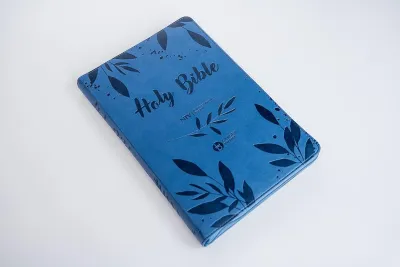 Englisch, Bibel New International Version, Grossdruck, blauer Einband mit Blumen, Reissverschluss