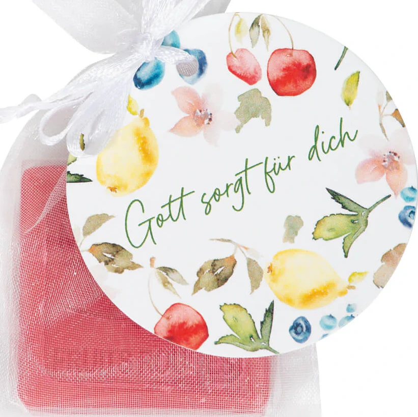 Gott sorgt für dich (Seife im Organzabeutel) - Duft: rote Früchte (30 g)