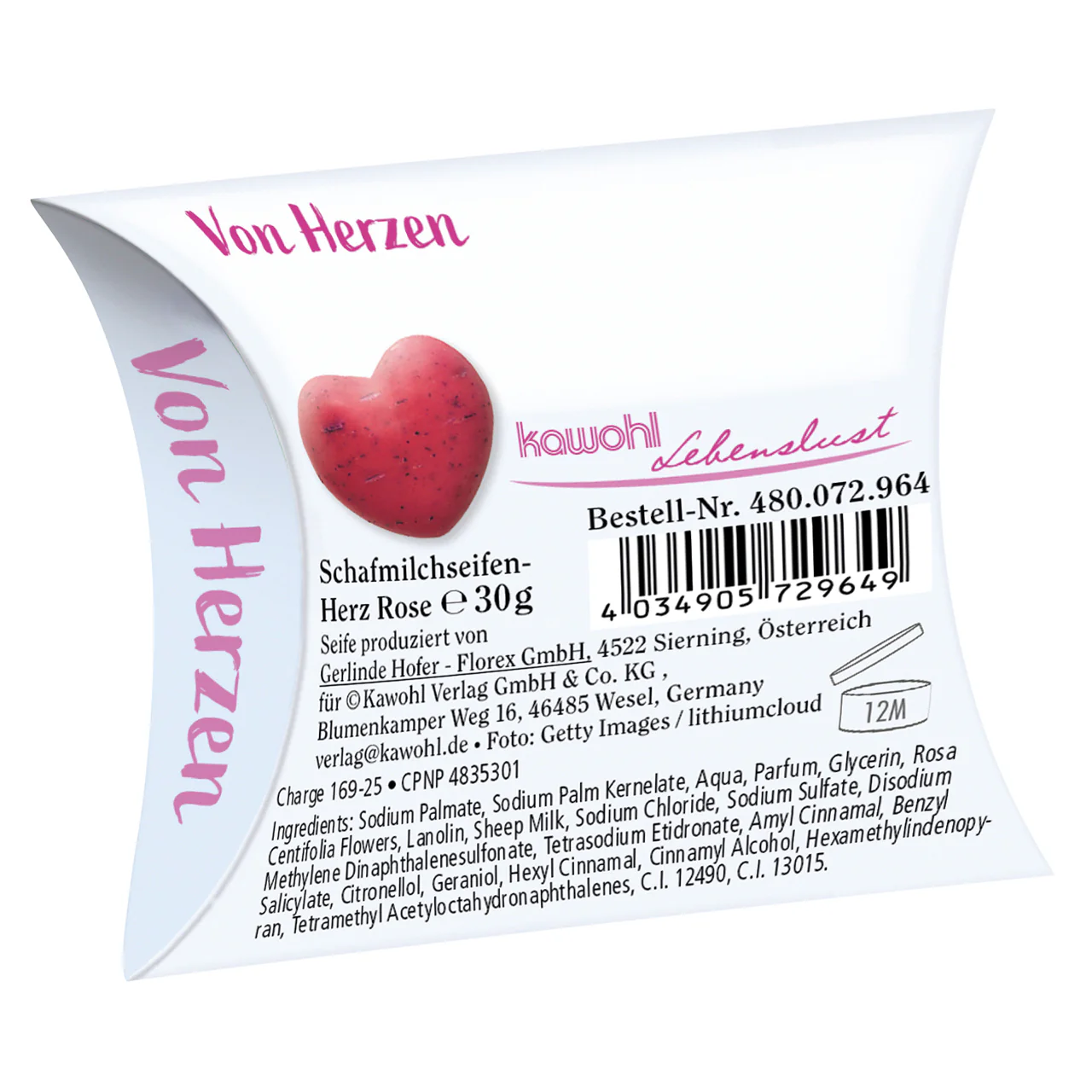 Frohe Ostern - Schafmilchseife Herz - Rosenduft