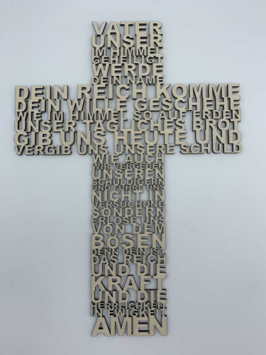 Holzkreuz Vater unser - ohne Sockel